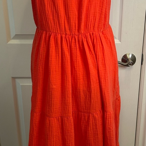 🧡”Chelsea & Theodore” NWT Vibrant Orange Spaghetti Strap Tiered Maxi Dress Sz M🧡 - Picture 8 of 16